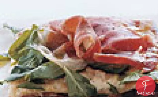 Pizza con Fontina, Jamón y Rúcula