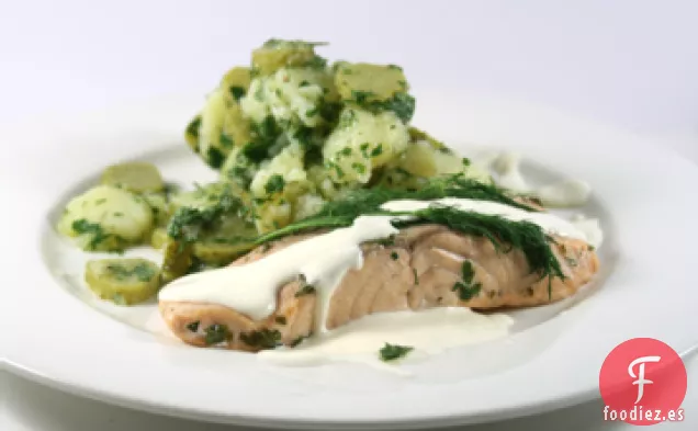 Trucha Salmón Escalfada en Vino Blanco