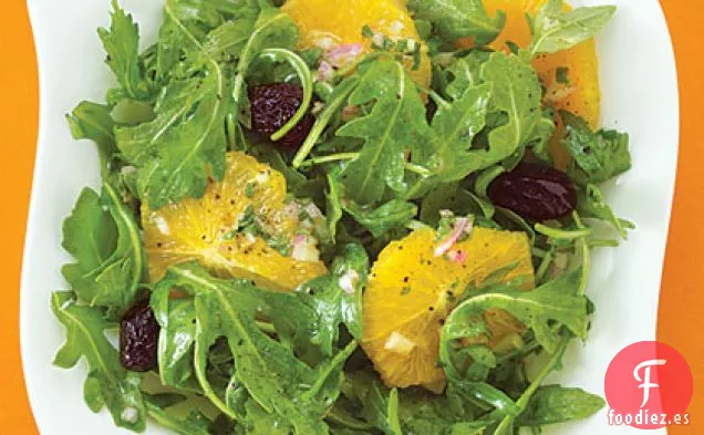 Ensalada de Naranja con Rúcula y Aceitunas Curadas en Aceite