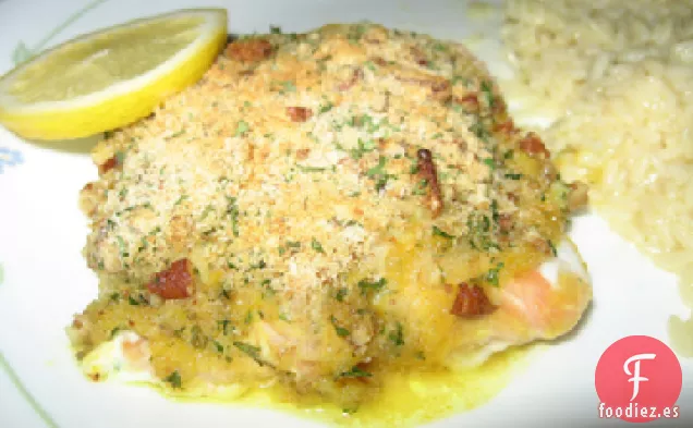 Salmón Al Horno Con Calabacín y Crema de Eneldo