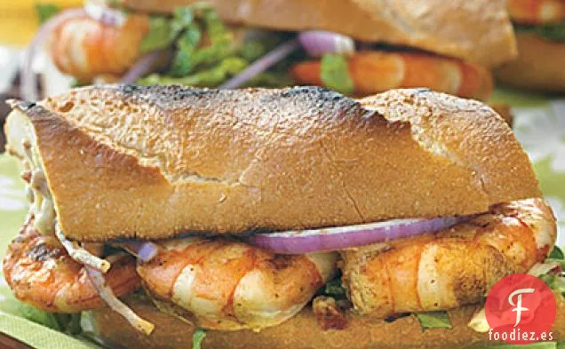 Camarón a la parrilla Po'Boy