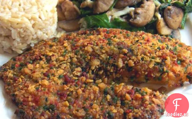 Tilapia con Costra de Tortilla