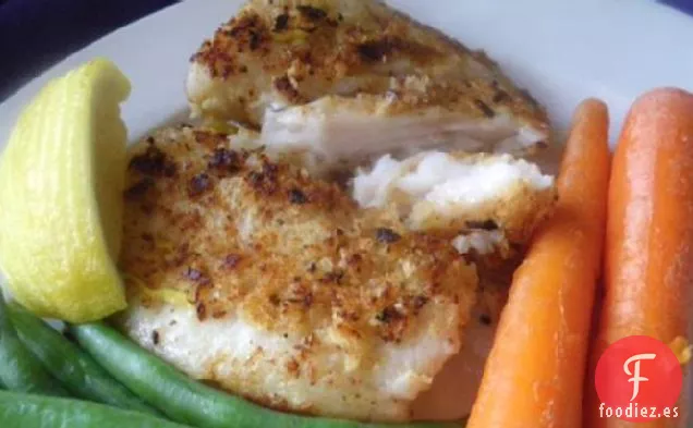 Filete de Pescado Crujiente con Costra de Parmesano