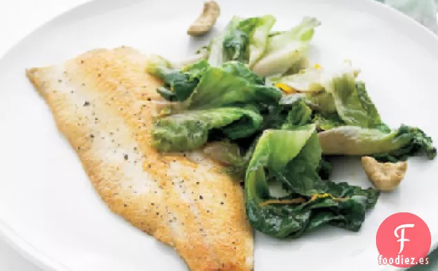 Trucha con Escarola, Naranja y Aceitunas