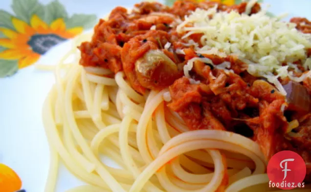 Salsa De Espaguetis Con Champiñones Y Atún