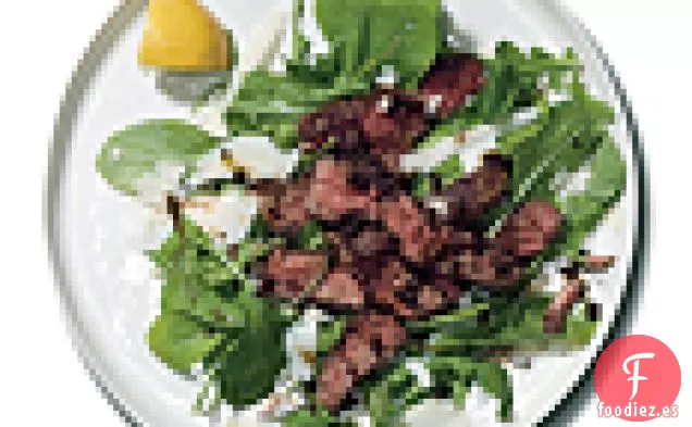 Bistec con Mantequilla de Parmesano, Glaseado Balsámico y Rúcula