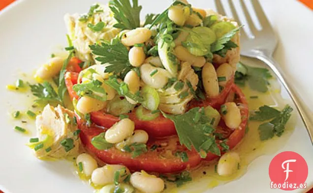 Bruschetta de tomate con Ensalada de Atún y Canelones