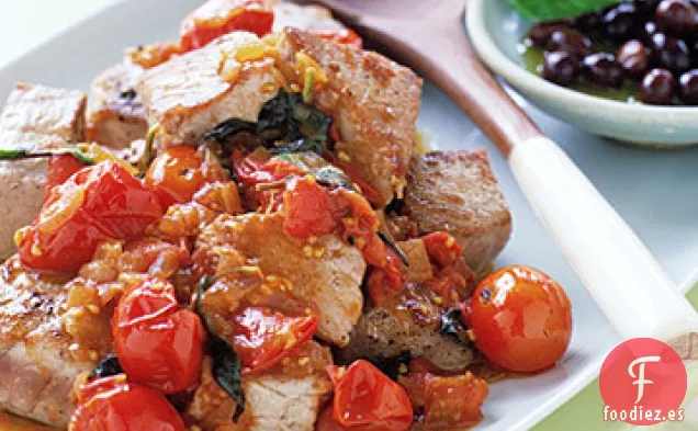 Atún a la Brasa con Tomates y Albahaca