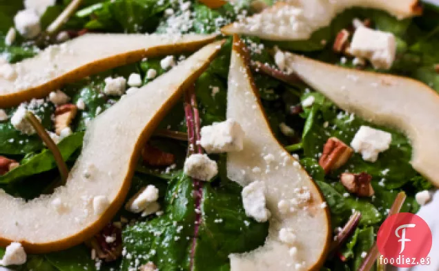 Ensalada de Espinacas y Peras con Vinagreta de Romero