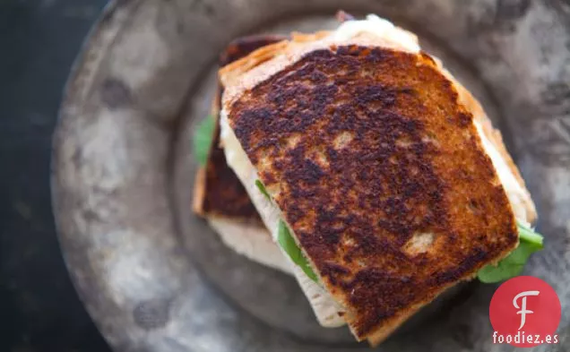 Sándwich De Pavo Con Queso A La Parrilla Y Cebollas En Escabeche