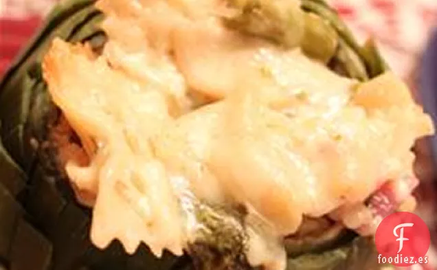 Rigatoni de Sue con Pimientos Rojos Asados, Alcachofas y Espárragos