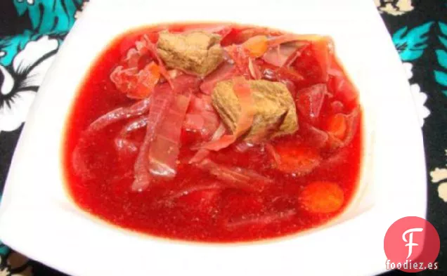 Sopa de Carne de res, Remolacha y Repollo (Olla de barro y Ww)