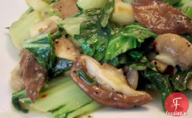 Col China Salteada Con Champiñones