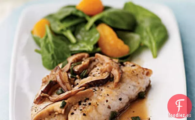 Bajo Salteado con Salsa de Champiñones Shiitake
