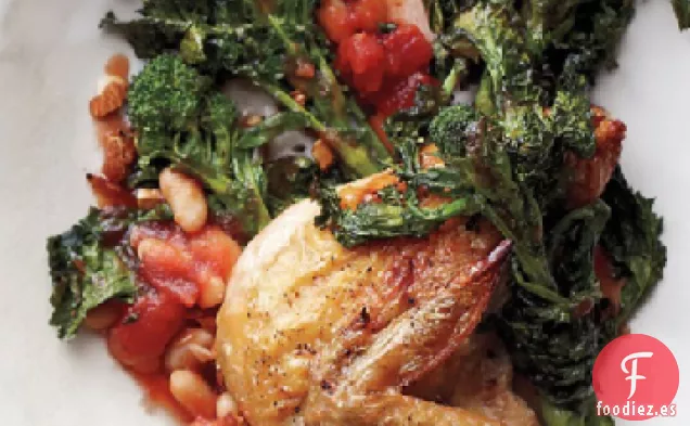 Pollo con Brócoli Rabe, Tomates y Frijoles