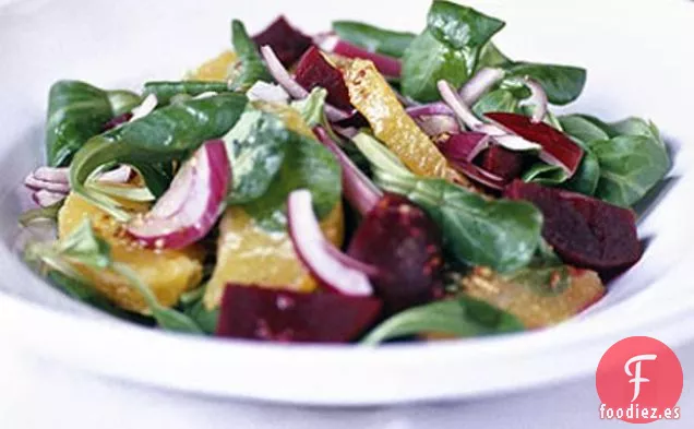 Ensalada de Lechuga de Cordero, Naranja y Remolacha Asada