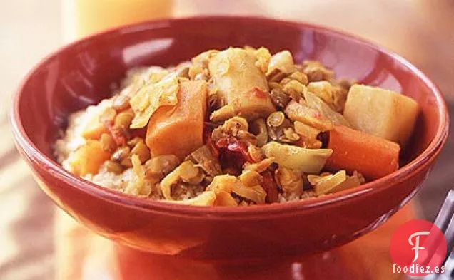 Tagine de Tubérculos con Lentejas