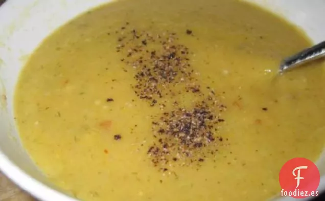 Sopa De Calabaza De Bellota Baja En Grasa Con Ajo Asado