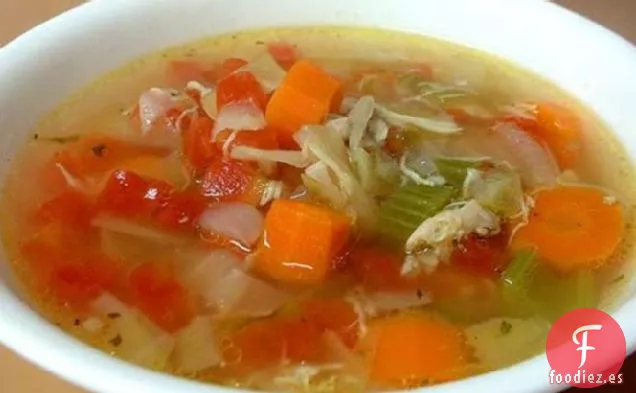 Sopa de Pollo con Col y Tomate