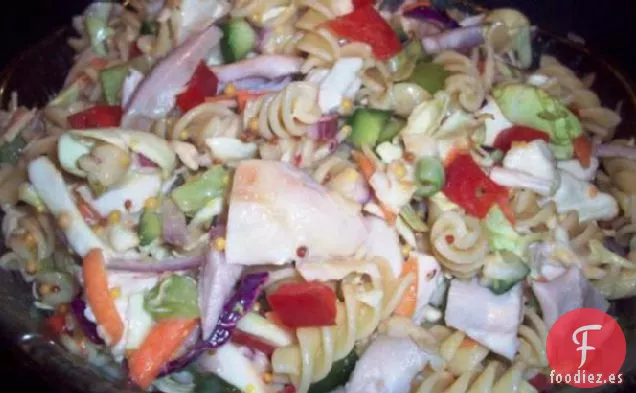 Ensalada de Pasta con Ensalada de Col De Pollo