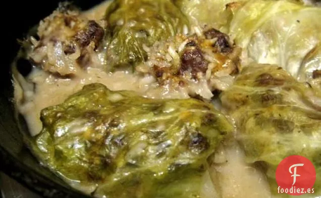 Rollos De Col Con Sopa De Champiñones