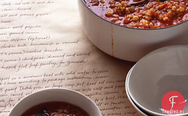 Sopa de Garbanzo, Tomate y Espelta