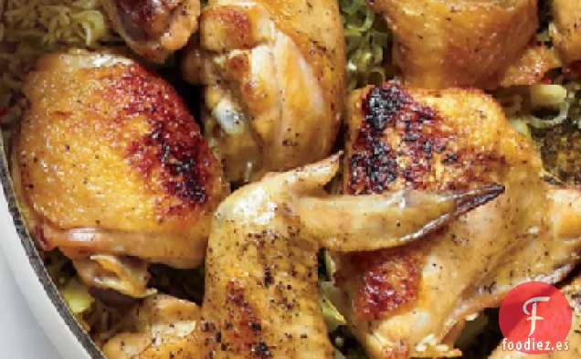 Pollo con Arroz, Brócoli y Cebolletas