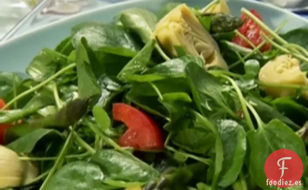 Ensalada de Escarola y Berros con Vinagreta de Semillas de Mostaza