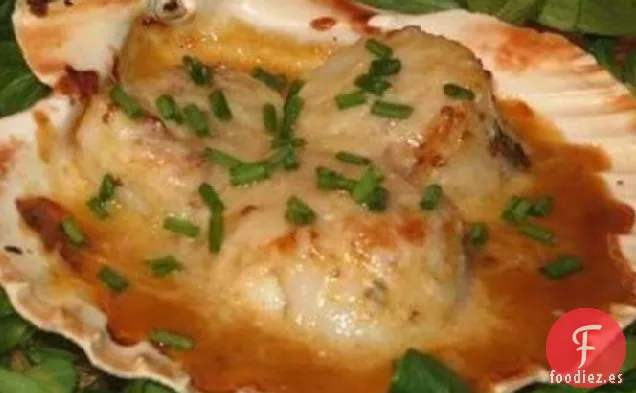 Vieiras De Mar Con Salsa De Mostaza De Miso