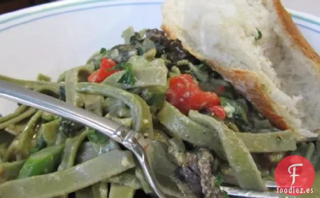 Espárragos y Verduras de primavera Carbonara