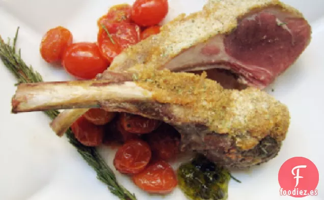 Costilla de Cordero con Corteza de Dijon y Tomates Cherry de Romero