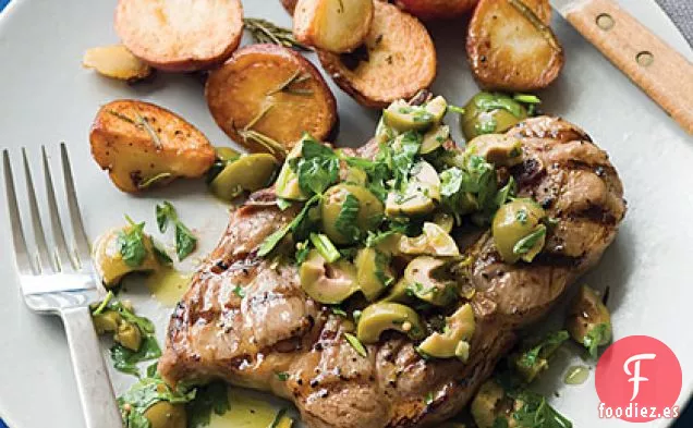 Chuletas de Cordero con Ensalada de Perejil de Oliva