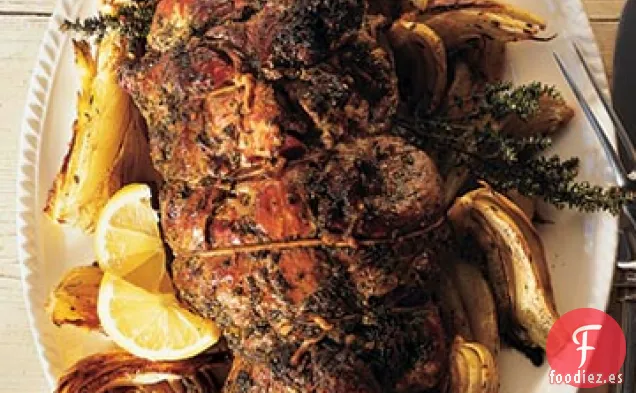 Pierna de Cordero Enrollada en Forma de Mariposa con Hierbas y Limones en Conserva