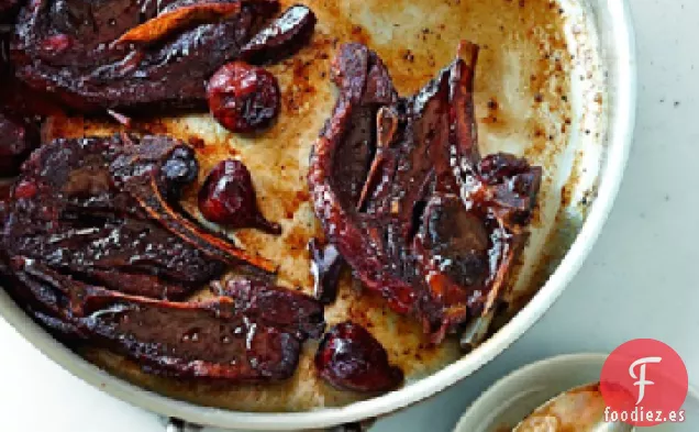 Chuletas de Cordero Estofadas con Vino Tinto e Higos