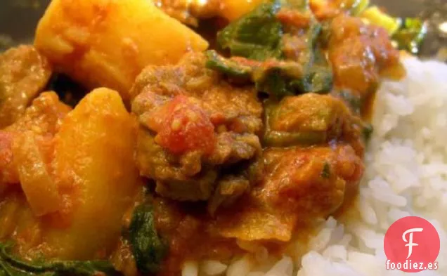 Curry de Cordero, Patata y Espinacas
