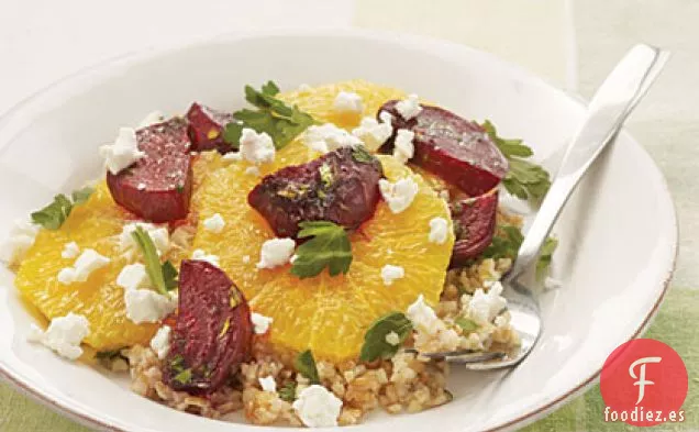 Ensalada de Remolacha, Bulgur y Naranja con Vinagreta de Perejil