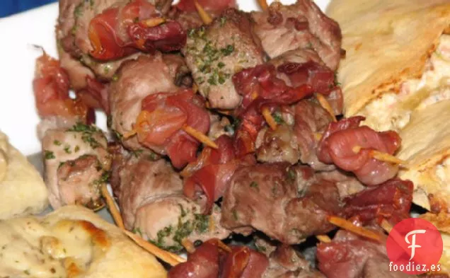Brochetas de Cordero, Jamón y Salvia