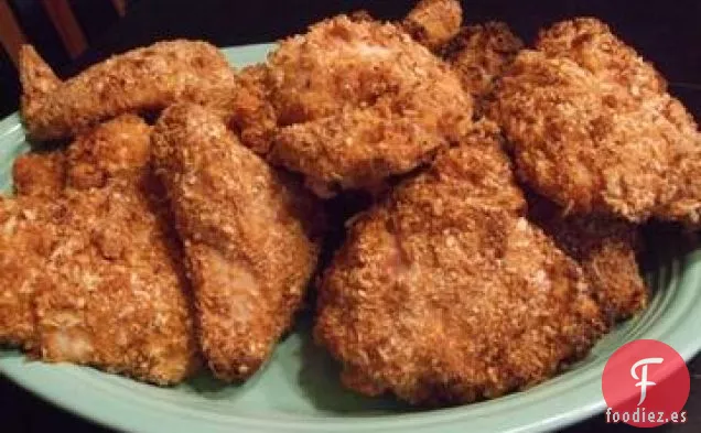 Muslos de Pollo Fritos Al Horno Con Panko y Parmesano