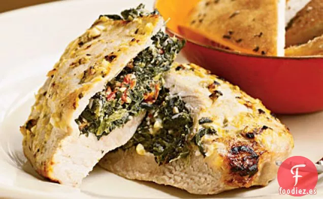 Chuletas de Cerdo Rellenas de Queso Feta y Espinacas
